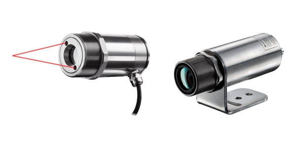 Optris CSlaser-pyrometer en Xi 640-infraroodcamera naast elkaar
