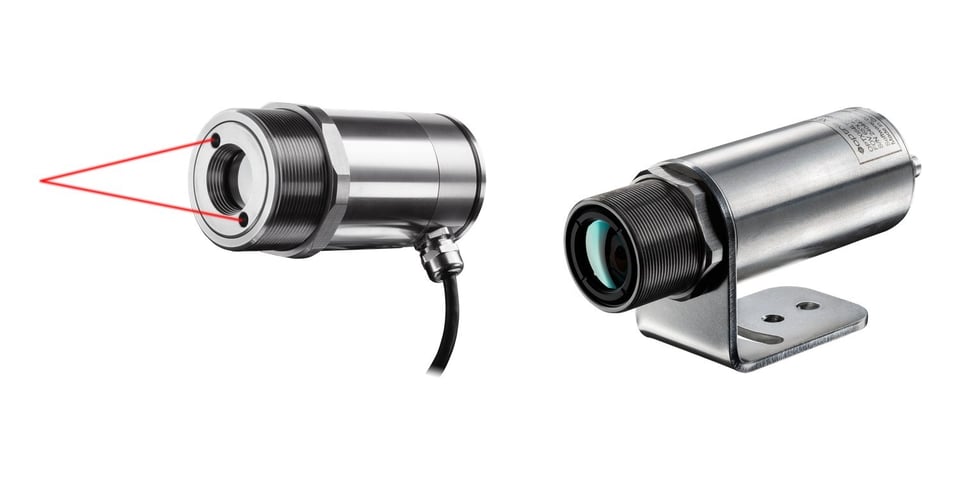Optris CSlaser-pyrometer en Xi 640-infraroodcamera naast elkaar
